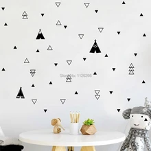 Черные треугольники и палатка teepee виниловые наклейки на стену для детей комнаты Детские Переводные картинки для художественного декорирования