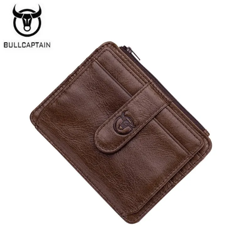 

BULL CAPTAIN Cow Leather Men Wallet Fashion Coin Pocket Brand Trifold Multifunction Men Purse High Quality Male Card ID Holder