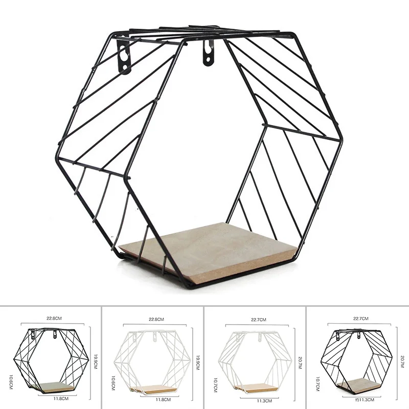 

Hexagonal Grid Wall Hanging Shelf Rack Storage Holder Home Wall Decorative