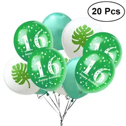 20 шт 12 дюймов латексные воздушные шары 16 день рождения резиновый воздушный шарик партия поддерживает поставки украшения (зеленые листья)