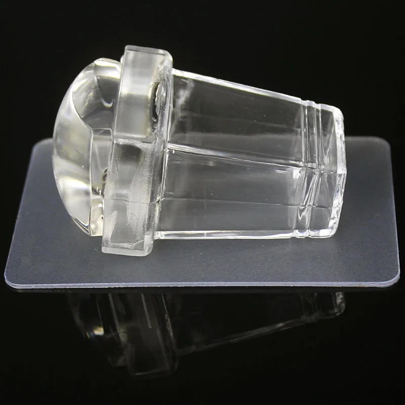 Kimcci Pure Clear Jelly Silicone Nail Art Stamper+Plastic Scraper with Cap Transparent Rectangle Stamping Manicure DIY Tools 4