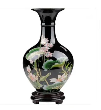 

Chinese Black Ceramic Home Decoration Accessories Hand Painted Vase Decoration Living Room Entrance, Home Decorations