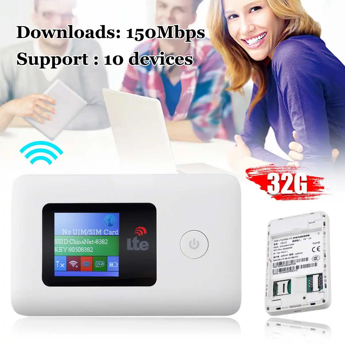 

4G WIFI Router Car Mobile Hotspot 150Mbps Text Message Function Wireless Unlock LTE Modem LCD Wifi Support 10 Users