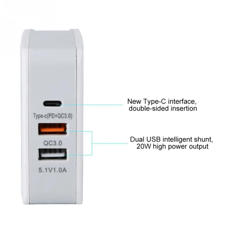 

Hot 68W USB-C USB Type C+QC 3.0 USB PD Smart Fast Charger Wall Charger Power Supply Adapter For iPhone Xs MAX 8 MacBook for DELL