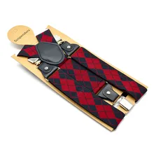 Для мужчин взрослые 3 клипы длинные висячие Штаны с жаккардовой мужской ромбической рубашка ремни плечевой ремень модные повседневные 3,5 см