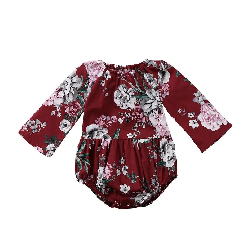 

Adorable Baby Kids Girls Cotton Floral Printed Long Sleeve Jumpsuit Romper Clothes Baby Clothing