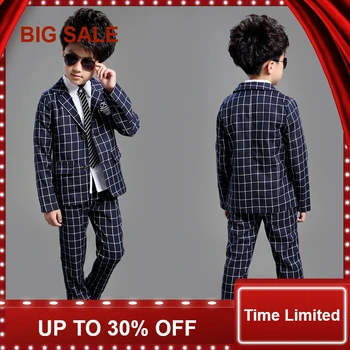 

School Kids Plaid Suit England Style Boys Formal Wedding Blazer Suit Boys Birthday Suit Brand New Year