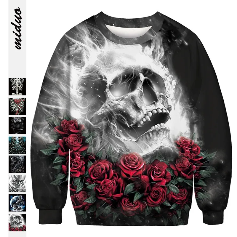 

2018 Anti Mosquito Daiwa Summer New Skulls Digital Printing Fleece Men And Women With Long Sleeve Round Collar Shirt Wholesale