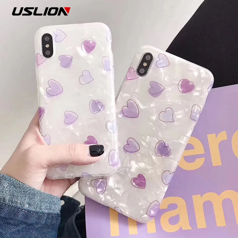 Чехол USLION Love Heart Dream с узором для iPhone X XS XR Xs Max Мягкая силиконовая задняя крышка из