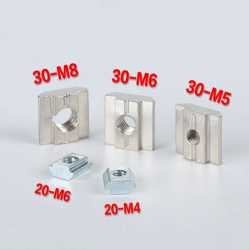 

M3 M4 M5 M6 M8 T Block Square nuts T-Track Sliding Hammer Nut for Fastener Aluminum Profile 2020 3030