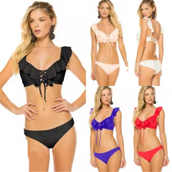 

Bikini 2019 Sexy Women Swimsuits Brazilian Push Up Swimsuit Solid Beachwear Bathing Suit Thong Biquini Bikini Set Dropshipping