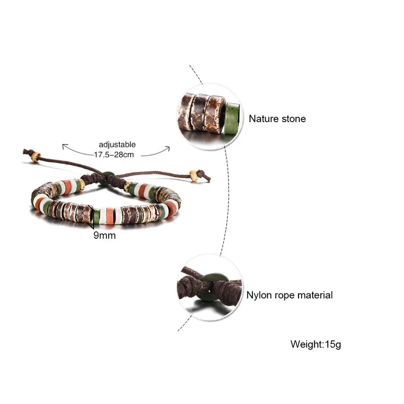 Holiday Natural Stone Beaded Bracelets for Men Women Adjustable Length Multi Color Beads Casual Male Jewelry Rope Pulseira beaded bracelet