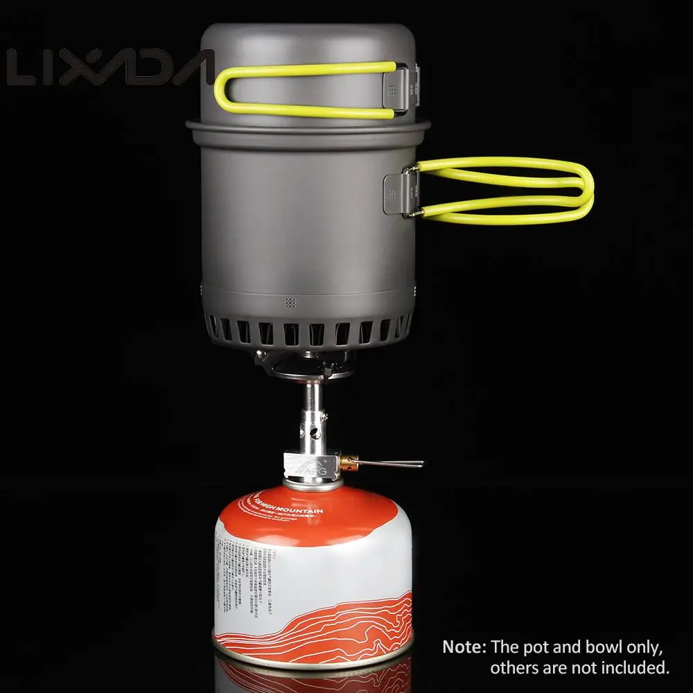 Lixada 0.75L acampar al aire libre olla tazón conjunto de ahorro de energía de cocina mango plegable de Kit de viaje de escalada de utensilios de cocina