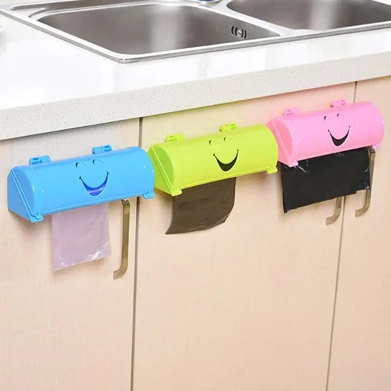 

Wall-mounted Plastic Bag Storage Box Garbage Trash Bags Storage Container Multi-purpose for Kitchen Bathroom Random Color