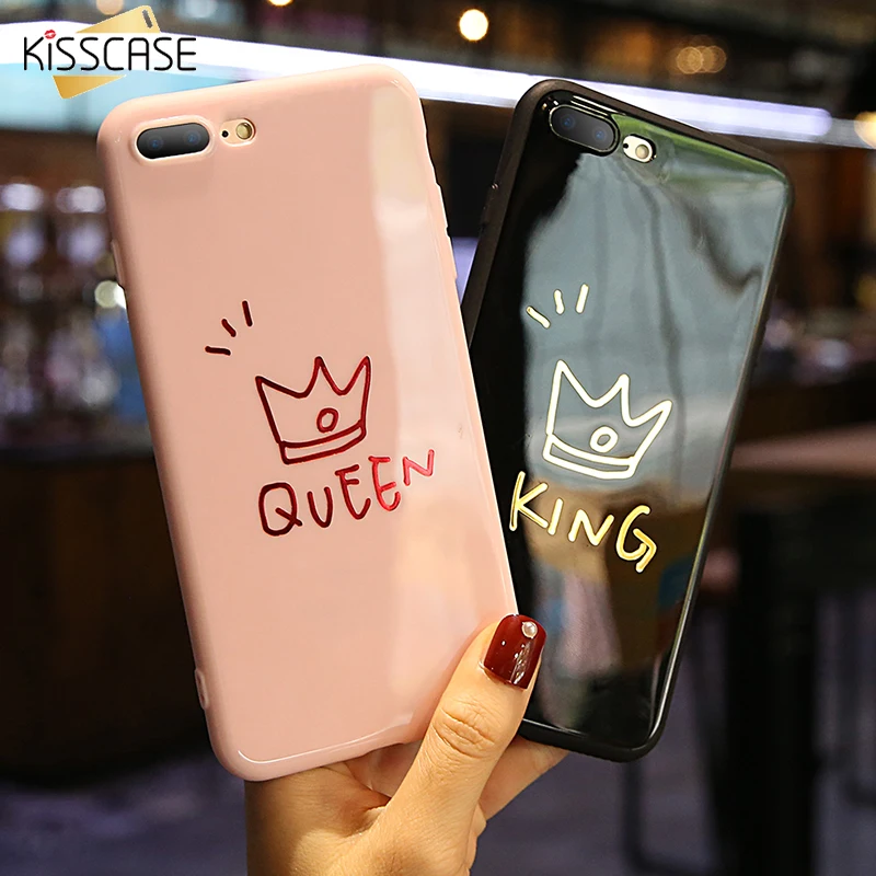 KISSCASE King Queen чехол для iPhone 6 6S Чехол девочек милый X 7 8 Plus XS MAX XR Силиконовый ТПУ
