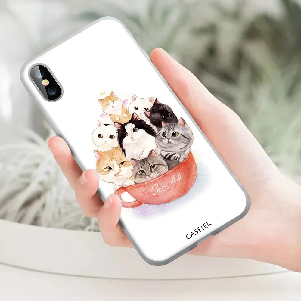 CASEIER милый чехол для iphone X XS MAX XR 7 8 Cat Чехол 11 Pro Max 6 6s Plus задняя крышка Fundas Coque