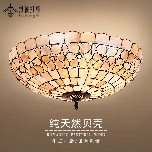 

20inch European Style Tiffany Ceiling Light Natural Shell Handmade Led Round Personalized Lighting