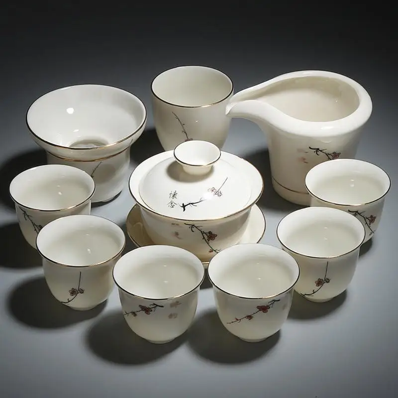  White Ceramic Teapot Teaset Gaiwan Set Chinese Kung Fu Tea Set Portable Teaware Sets Tea Cups Of Te