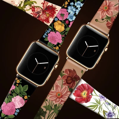 

Original Design Trend Print Leather Band for iwatch Strap Series 3 2 1 Flower Design Wrist Watch Bracelet for Apple Watch Band 4