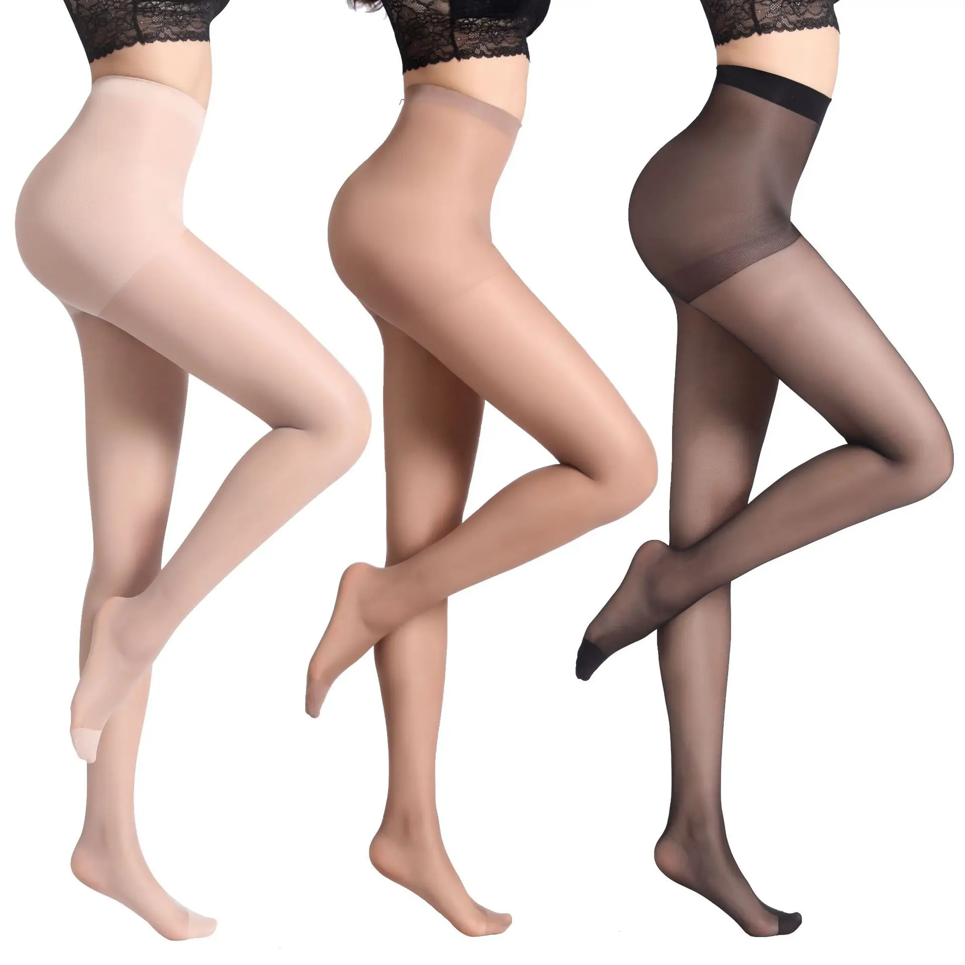 

10 denier women Spring Upshift Stockings Bikini Sexy girls nylon thin Pantyhose black Cored Wire female