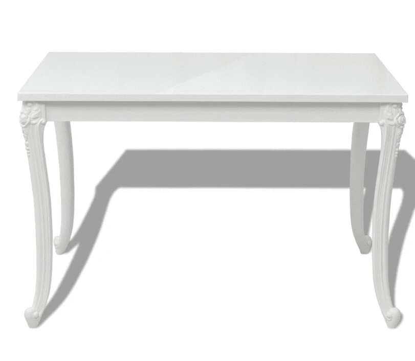 vidaXL Luxury Dining Table 120x70x76 cm High Gloss Kitchen Tables White Kitchen Furniture Table for Home Decoration