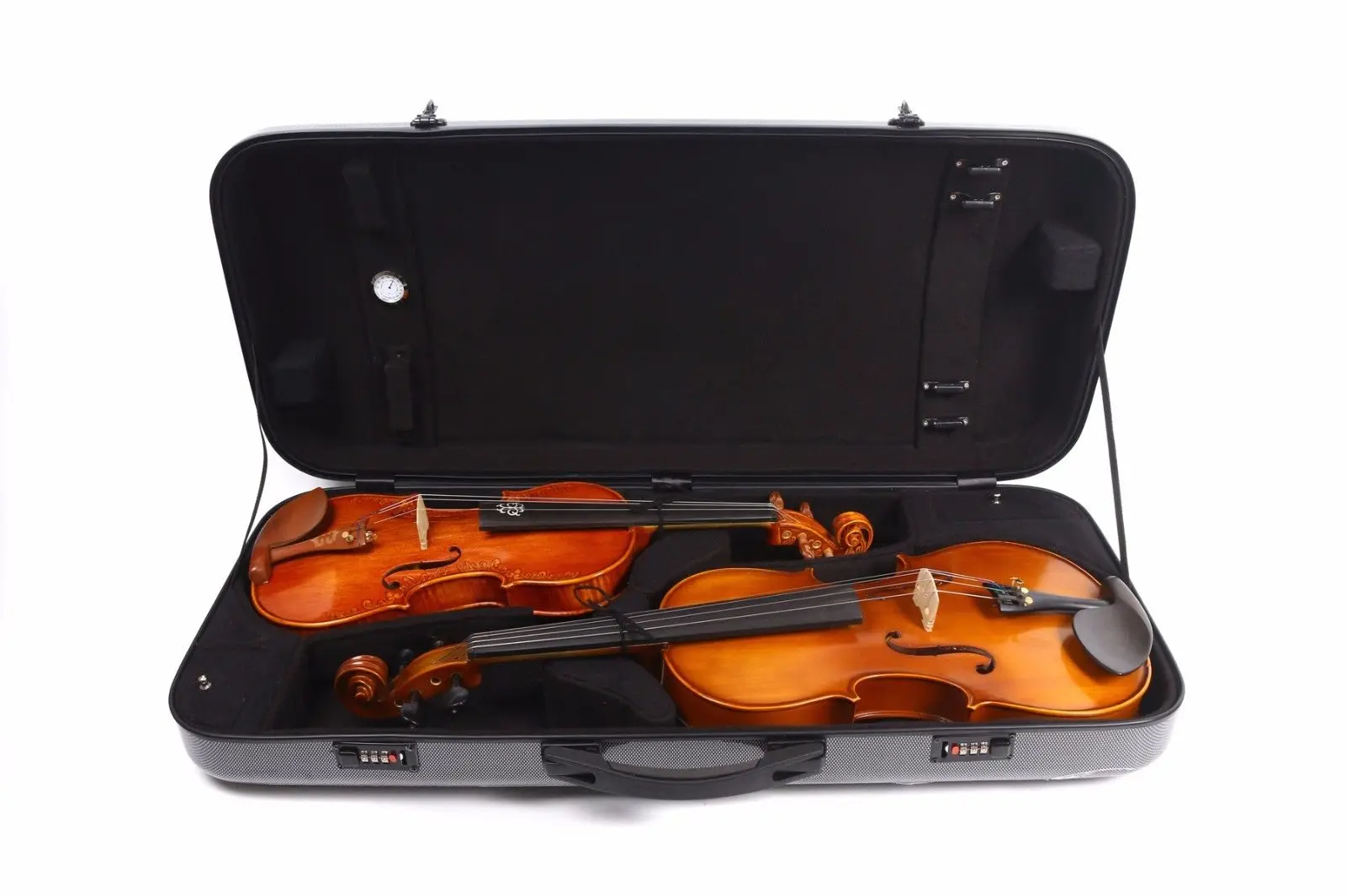 Double Violin+Viola Case 4/4 17inch Carbon Fiber Composite Violin Case