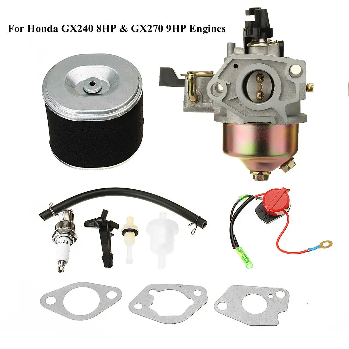 

Carburetor Air filter Kit Element Spark Plug For Honda/GX240 8HP & GX270 9HP