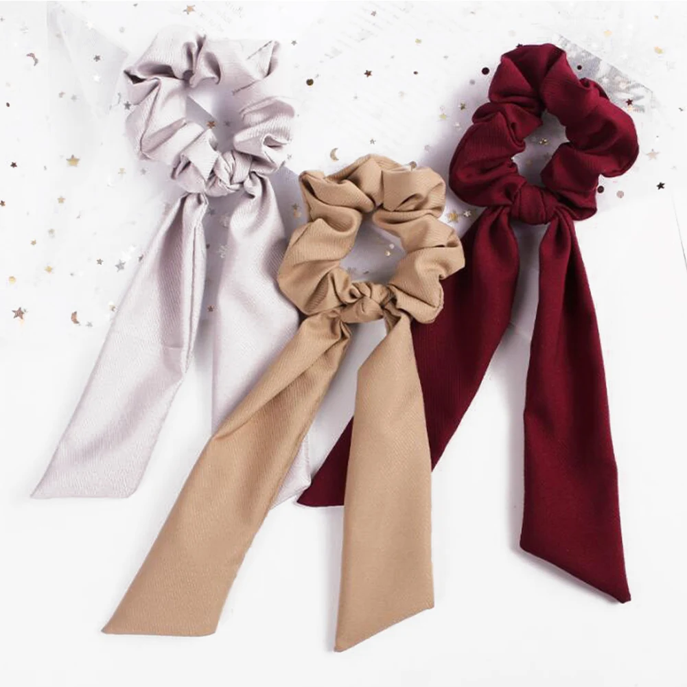 

Solid Color Long Streamers Hair Ring Scrunchie Ponytail Holder Elastic Hair Rope Elastic Hair Bands Fashion Headwear Hair Ribbon