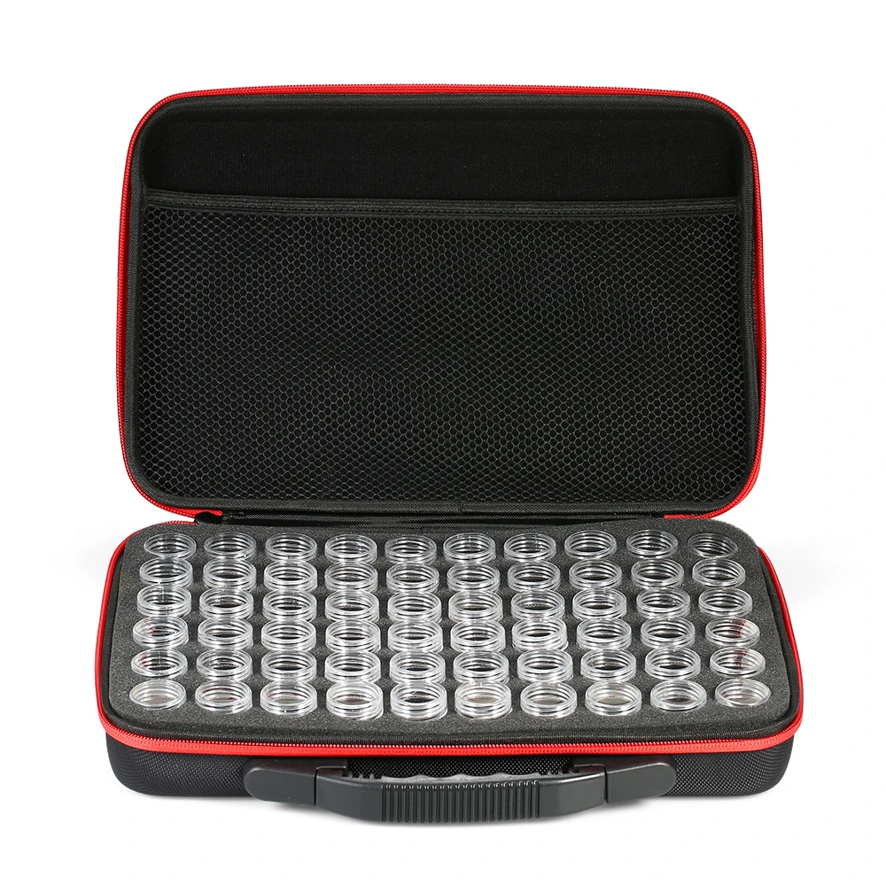 

Diamond Painting Box Tool Storage Box Hand Bag Zipper Closure Embroidery Rhinestones Carry Case Holder 15/30/60 Slots Handbag