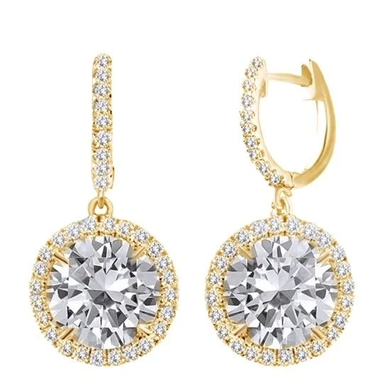 Круглый кубический цирконий камень обруч Halo Solitaire серьги висюльки желтый # с