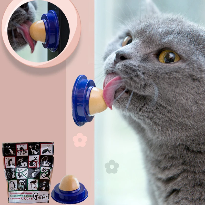 

Healthy Cat Snacks Catnip Sugar Candy Licking Nutrition Gel Energy Ball Toy for Cats Kittens Increase Drinking Water Help Tool