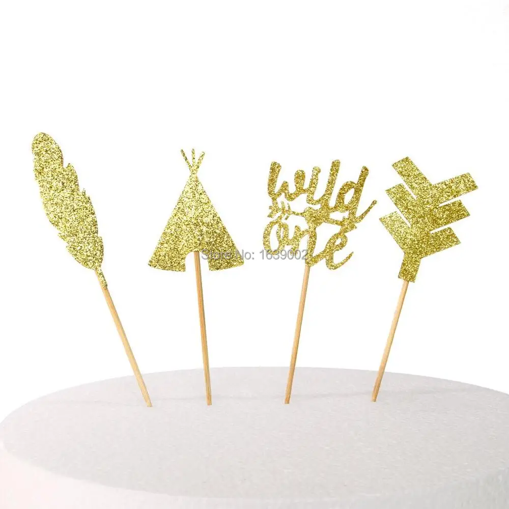 12pcs Tribal Boho Cupcake Toppers Wild One Arrow Feather