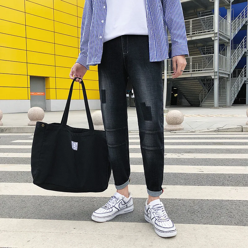 

2019 Spring and summer New Pattern Fashion Trend Street Port Black Elastic Force Male Jeans hip hop streetwear Free shipping