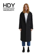 HDY haoduoyi классическое свободное однобортное пальто с большим лацканом с манжетами, длинное шерстяное пальто в клетку