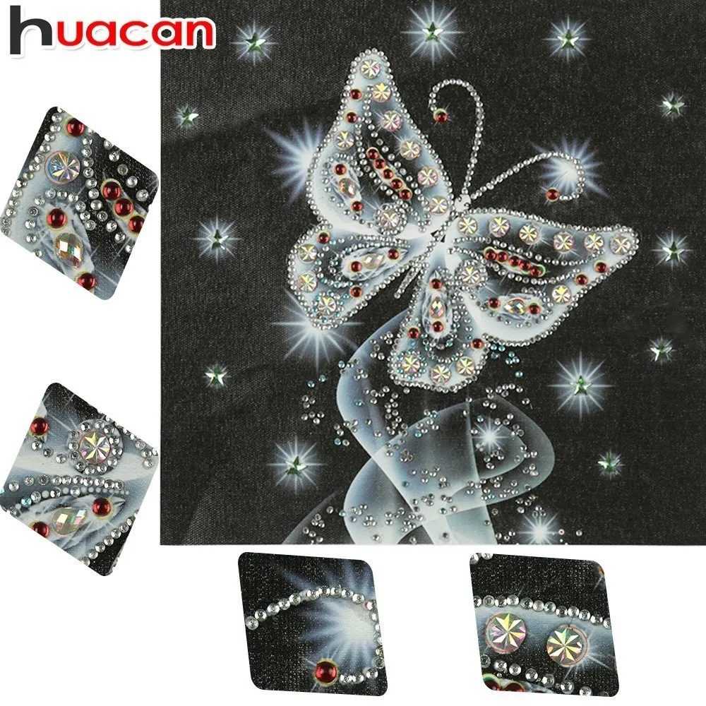 

Huacan 5D DIY Diamond Painting Butterfly Picture Of Rhinestone Special Shaped Round Drill Diamond Embroidery Animal 25x25cm