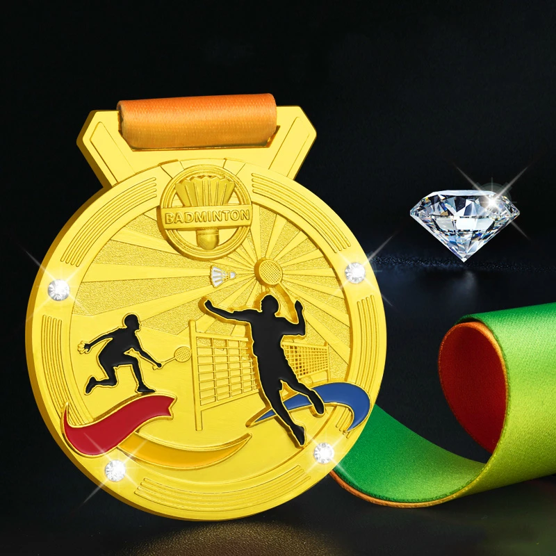 

New Customizable Sports Medal Badminton Match Medal Souvenirs Beautiful Colors Exquisite Pattern Team Competition Medal Holder