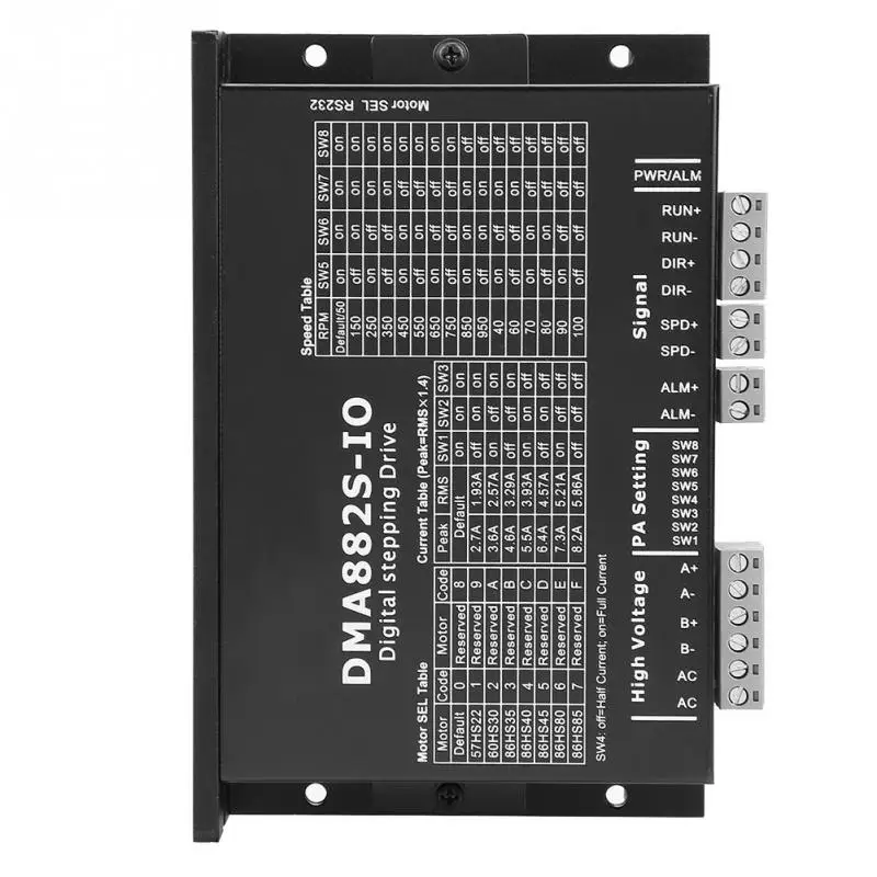 DMA882S IO 2 фазный Драйвер шагового двигателя для 60/86/110 точность управления током