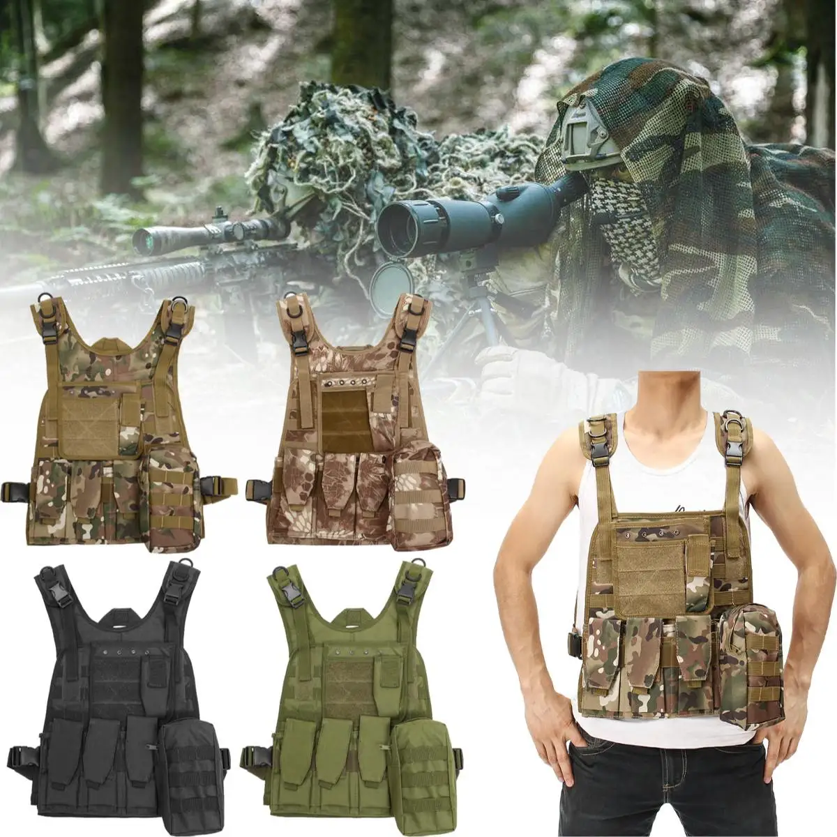 4 Color Tactical Vest Amphibious Battle Military Waistcoat Combat