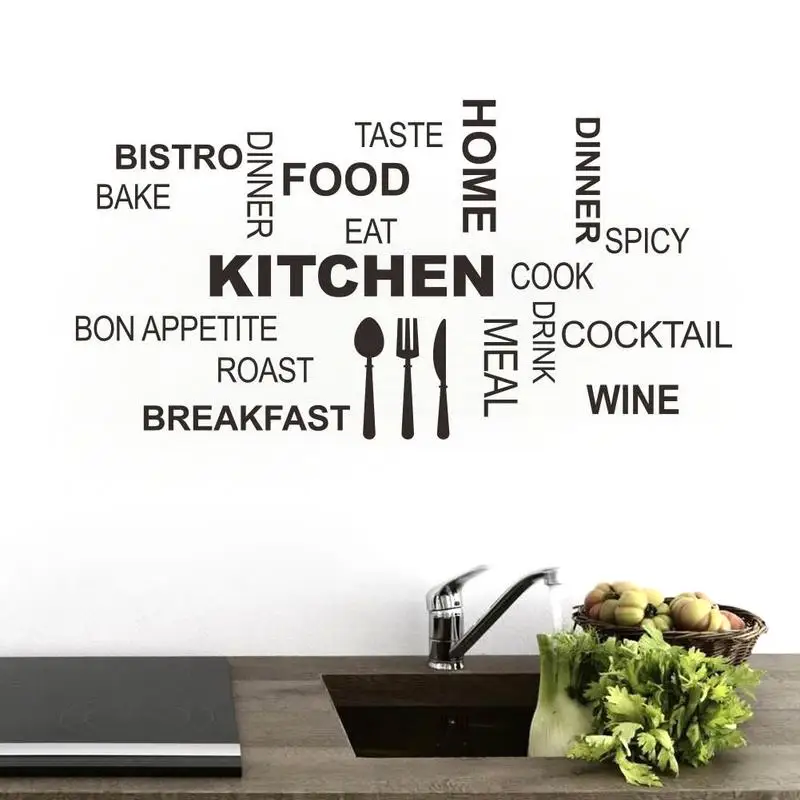 Letters KITCHEN Wall Stickers Wall Decorations Non-toxic PVC Household Painting For Living Room Bedroom Decorative Beautiful Letters KITCHEN Wall Stickers Wall Decorations Non-toxic PVC Household Painting For Living Room Bedroom Decorative Beautiful
