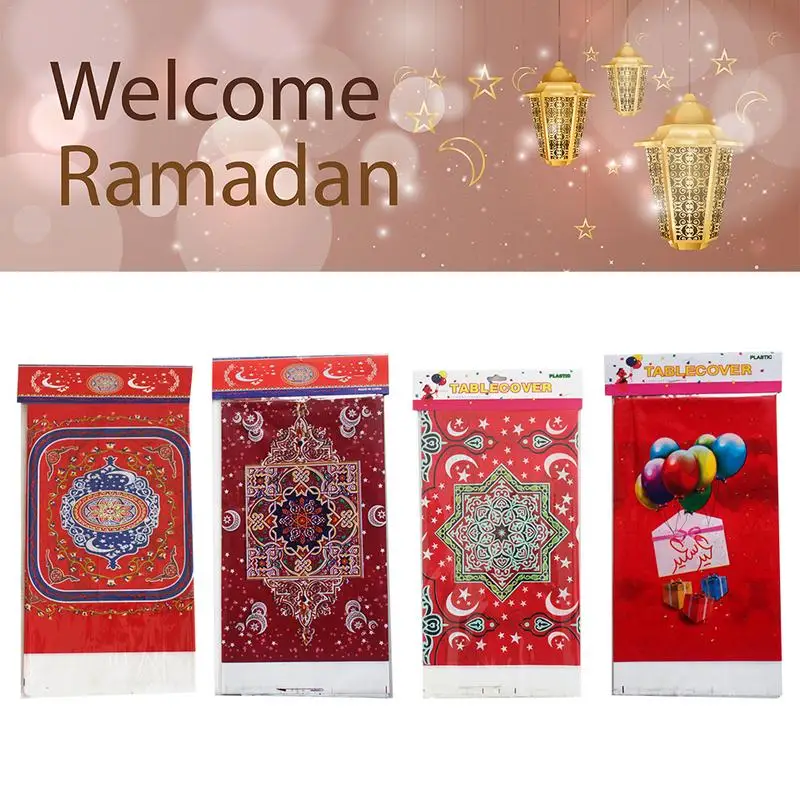 Disposable PE Tablecloth Eid Al Fitr Ramadan Table Cover Tablecloth