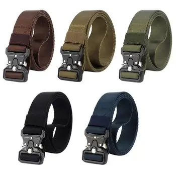 

Nylon Belt Non-slip Quick Release Heavy Duty Zinc Alloy Metal Buckle Webbing Riggers Web Belt for Outdoor Training Camping