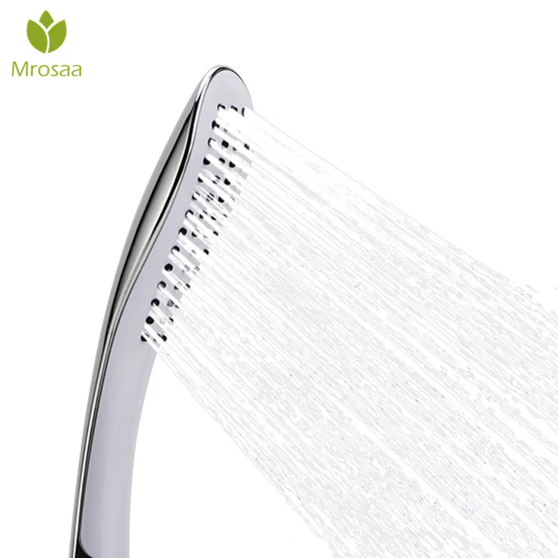 

Mrosaa ABS Shower Head Curved Design Handheld Bathing Shower Nozzle Water Saving Chrome Rainfall Spray Head Bathroom Fixture