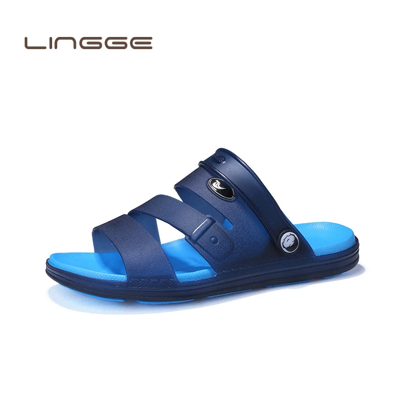 

LINGGE Summer Male Slipper Non-slide Sandals Hollow Leisure Flip flop Men Soft Beach Sandals Man Fashion Outdoor Casual Slipper