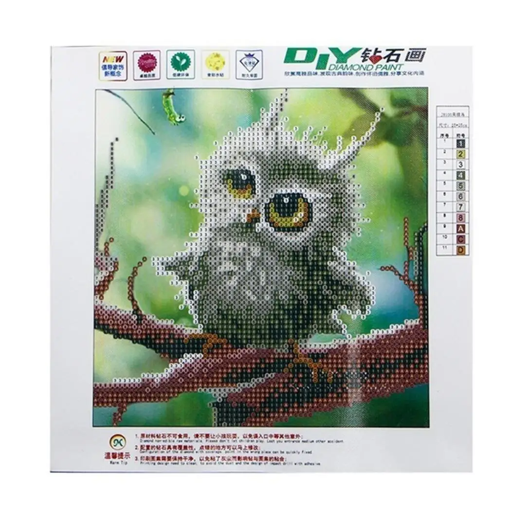 DIY Full Diamond Embroidery Owl Pattern Stick Drill Painting Cross Stitch Bedroom Home Office etc. | Дом и сад