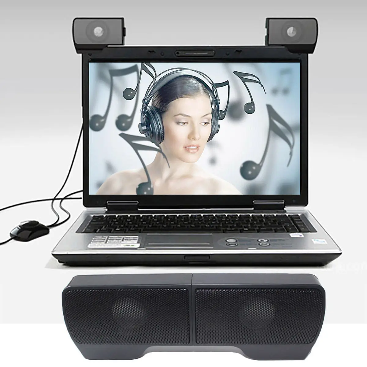 Мини стереоколонка Портативная USB Мультимедийная компьютерная с клипсой