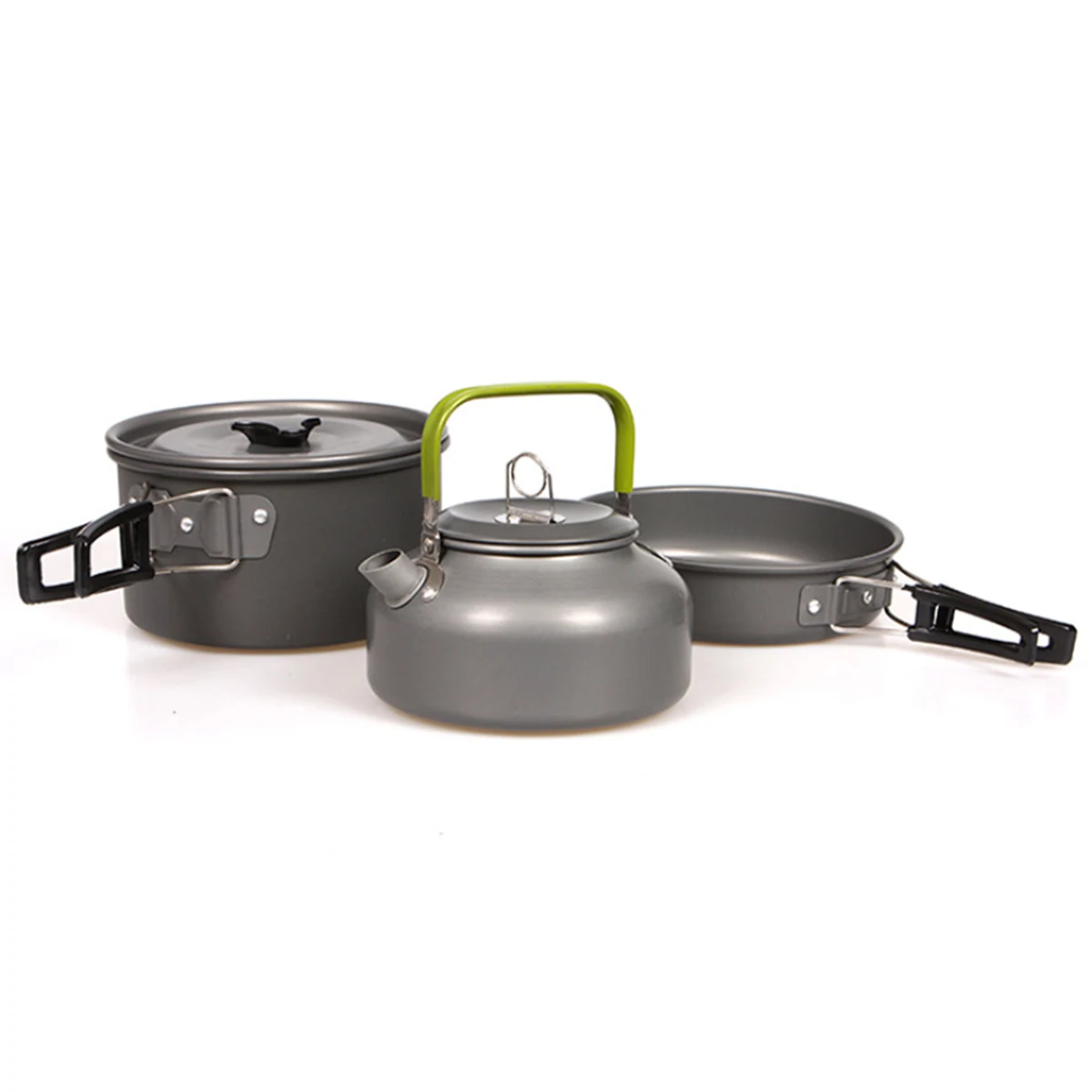 Portátil Camping olla Pan Kettle Set de aleación de aluminio al aire libre vajilla utensilios de cocina 3 unids/set tetera cocina herramienta para Picnic barbacoa