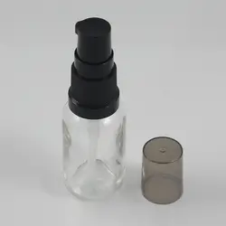Пустой стеклянный контейнер для косметики 15 мл мини портативный стеклянная бутылочка для лосьона насос с черный пластик прозрачный черный