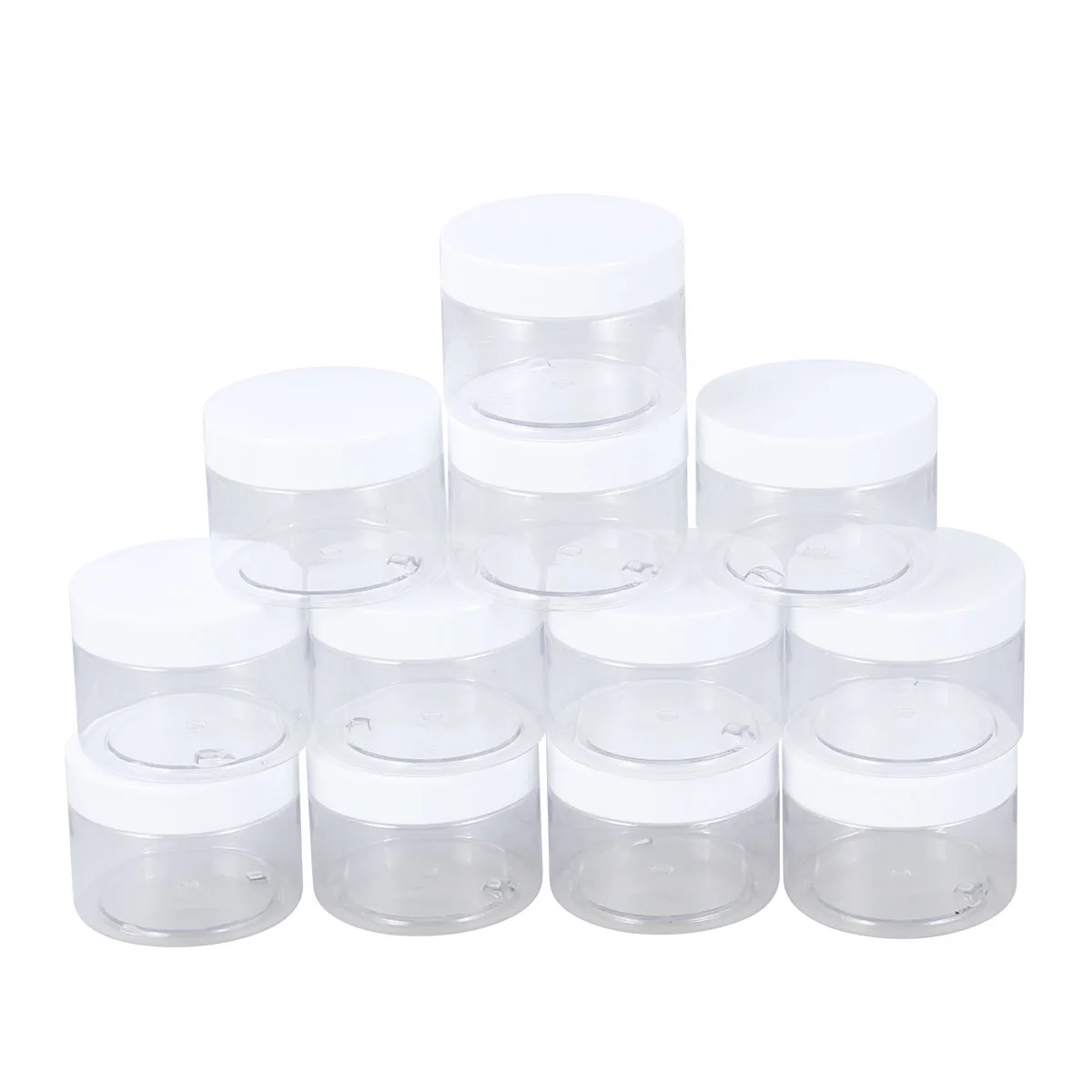 12 Pcs Empty Refillable Plastic Clear Wide mouth Bottles Storage Jars