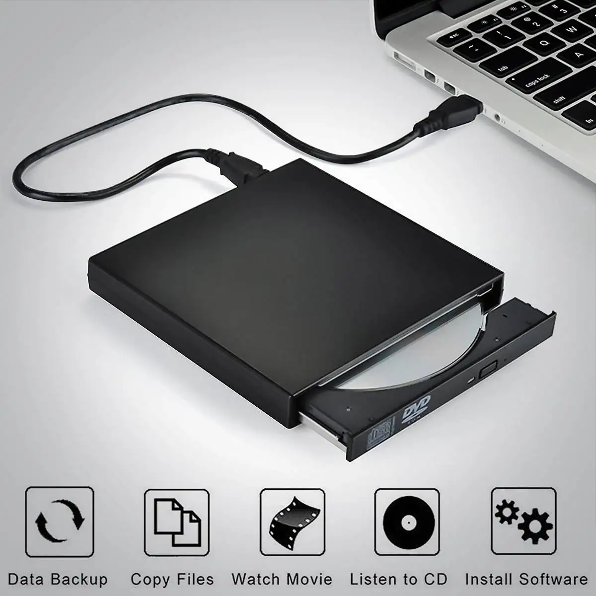 Plastic Case 2.0 CD-RW/DVD-RW SATA External SliM USB Chip Optical Drive CD DVD ROM Burner Drive for Laptop/Netbook/PC/Tablet PC