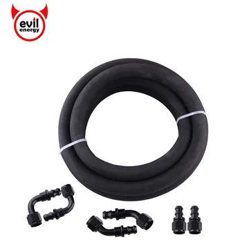 

evil energy AN8 3M Rubber Oil Fuel Hose Line Tube With0/45/90/180 Degree Reusable Push on Hose End Adapter Oil Cooler Kits